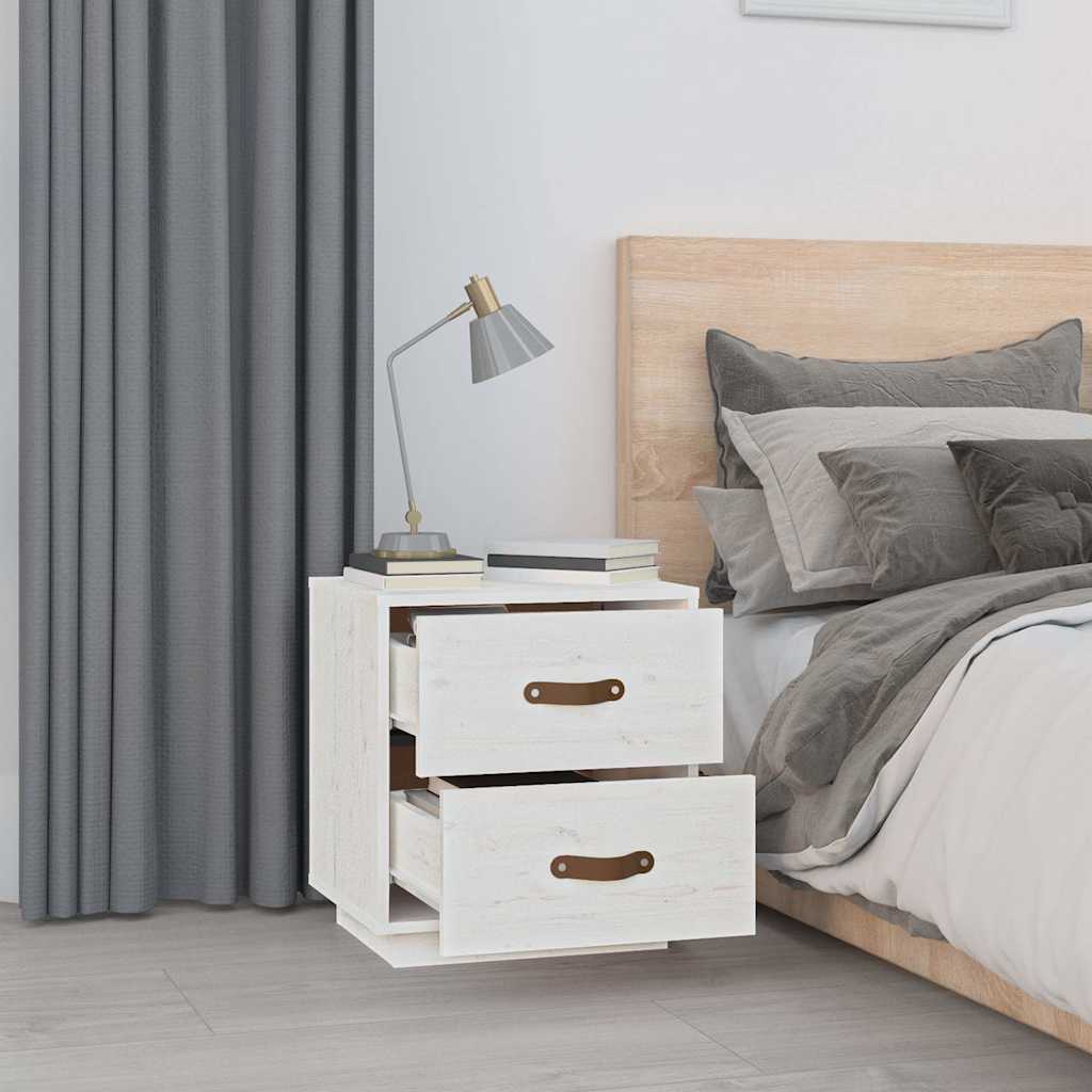 sengeborde 2 stk. 40x34x45 cm massivt fyrretræ hvid