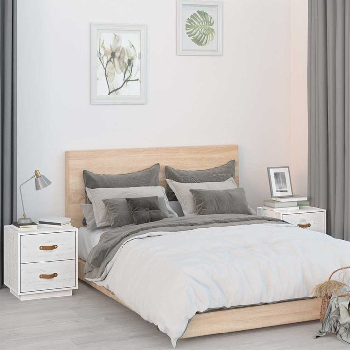 sengeborde 2 stk. 40x34x45 cm massivt fyrretræ hvid