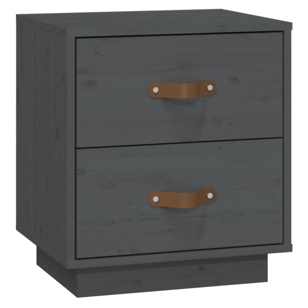 sengebord 40x34x45 cm massivt fyrretræ grå