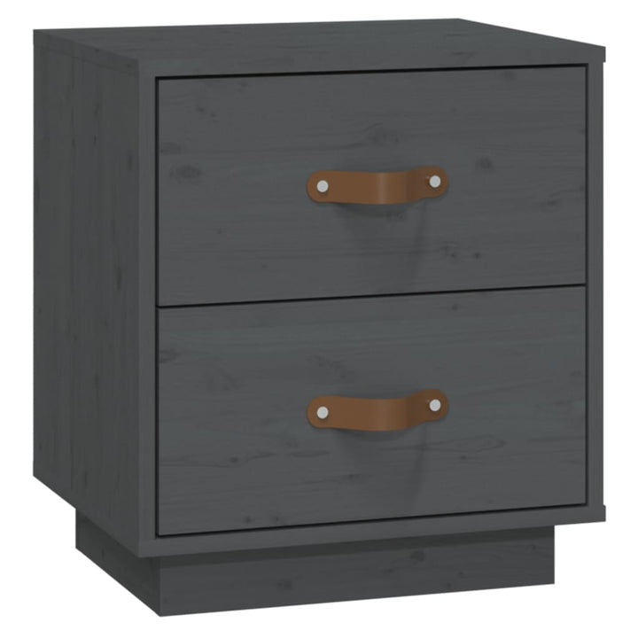 sengebord 40x34x45 cm massivt fyrretræ grå