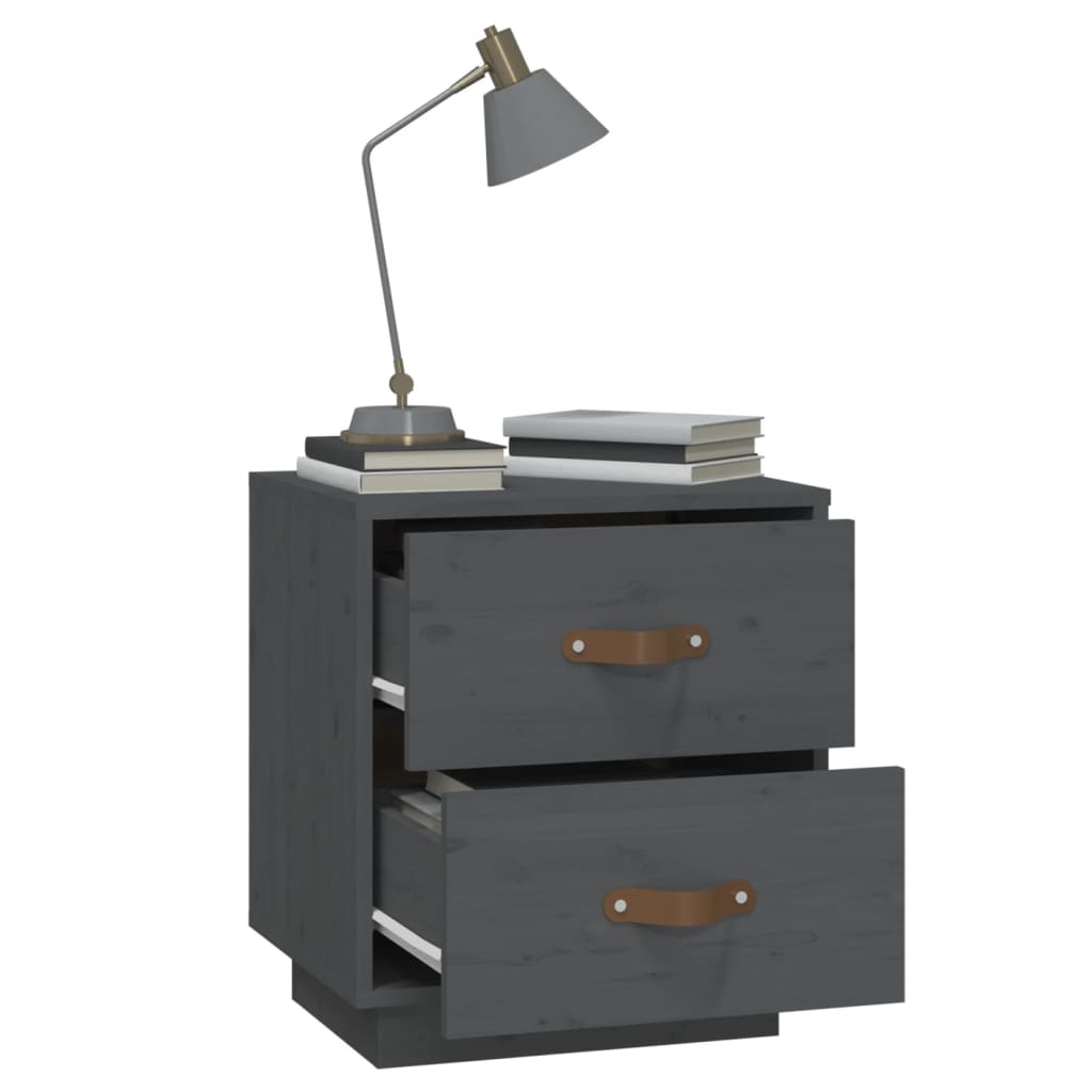 sengeborde 2 stk. 40x34x45 cm massivt fyrretræ grå