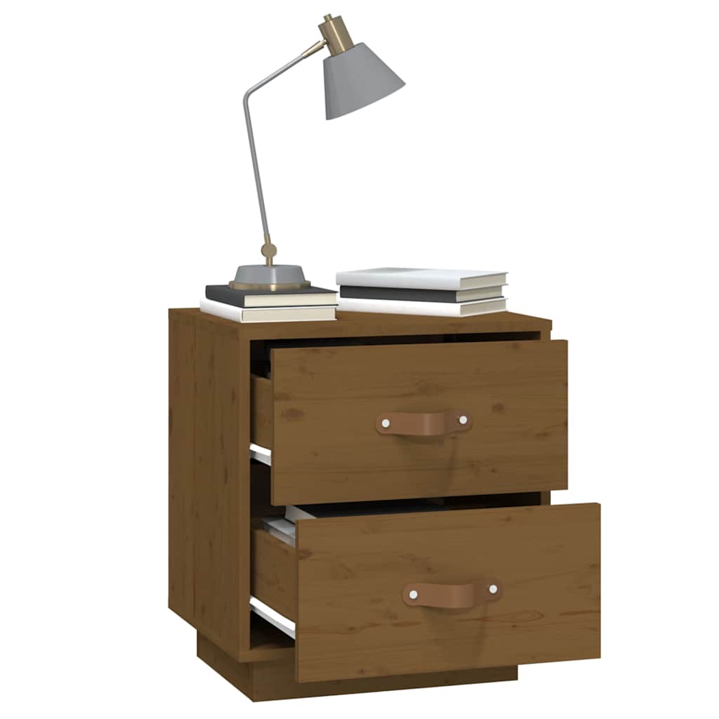 sengeborde 2 stk. 40x34x45 cm massivt fyrretræ gyldenbrun