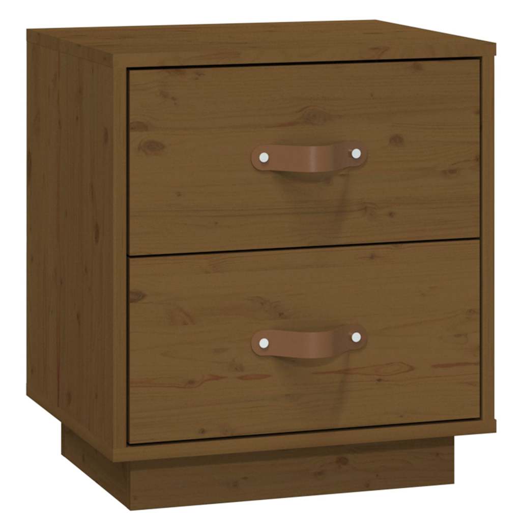 sengeborde 2 stk. 40x34x45 cm massivt fyrretræ gyldenbrun