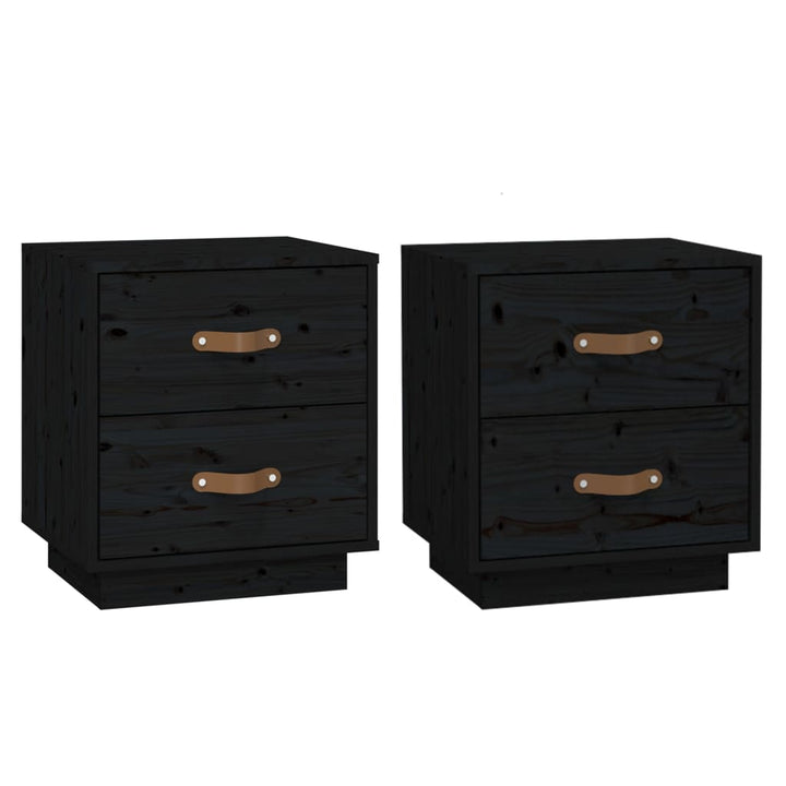 sengeborde 2 stk. 40x34x45 cm massivt fyrretræ sort