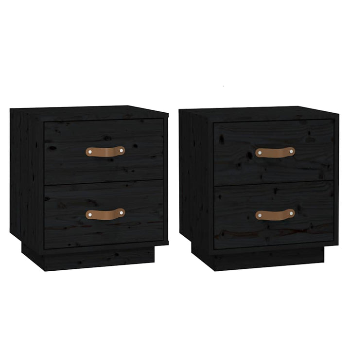 sengeborde 2 stk. 40x34x45 cm massivt fyrretræ sort