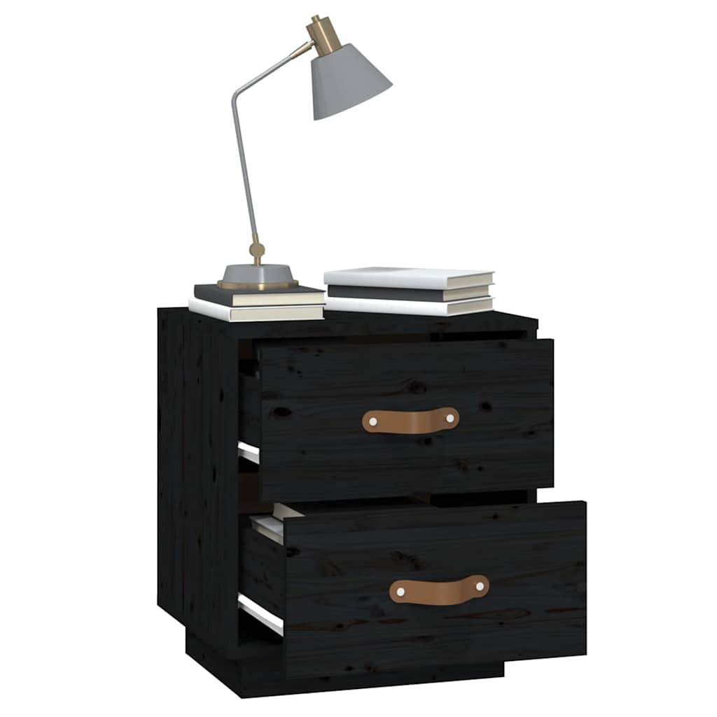 sengeborde 2 stk. 40x34x45 cm massivt fyrretræ sort