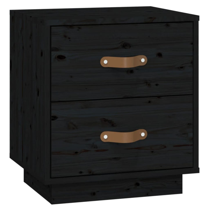 sengeborde 2 stk. 40x34x45 cm massivt fyrretræ sort