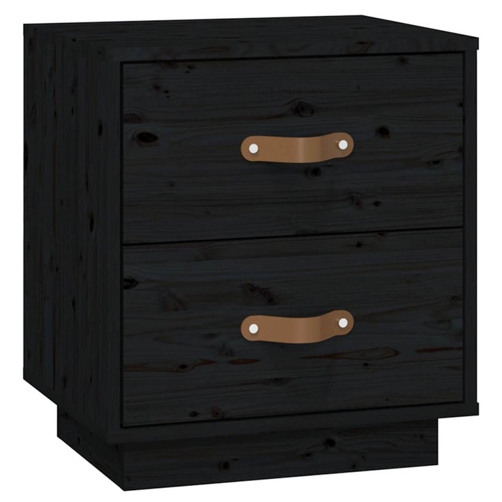 sengeborde 2 stk. 40x34x45 cm massivt fyrretræ sort