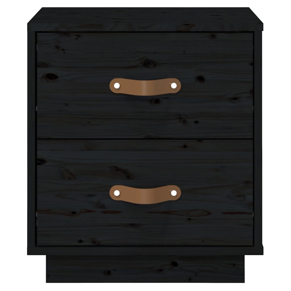 sengeborde 2 stk. 40x34x45 cm massivt fyrretræ sort