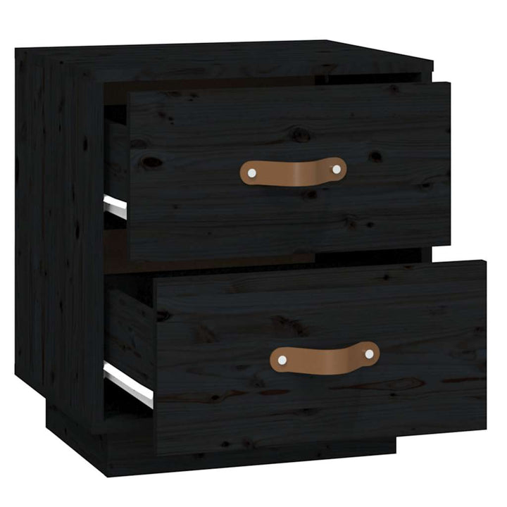 sengeborde 2 stk. 40x34x45 cm massivt fyrretræ sort