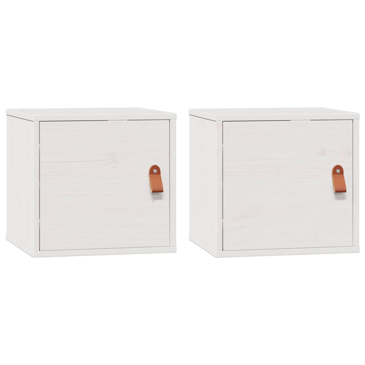 vægskabe 2 stk. 31,5x30x30 cm massivt fyrretræ hvid