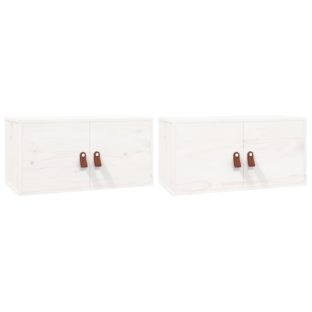 vægskabe 2 stk. 60x30x30 cm massivt fyrretræ hvid