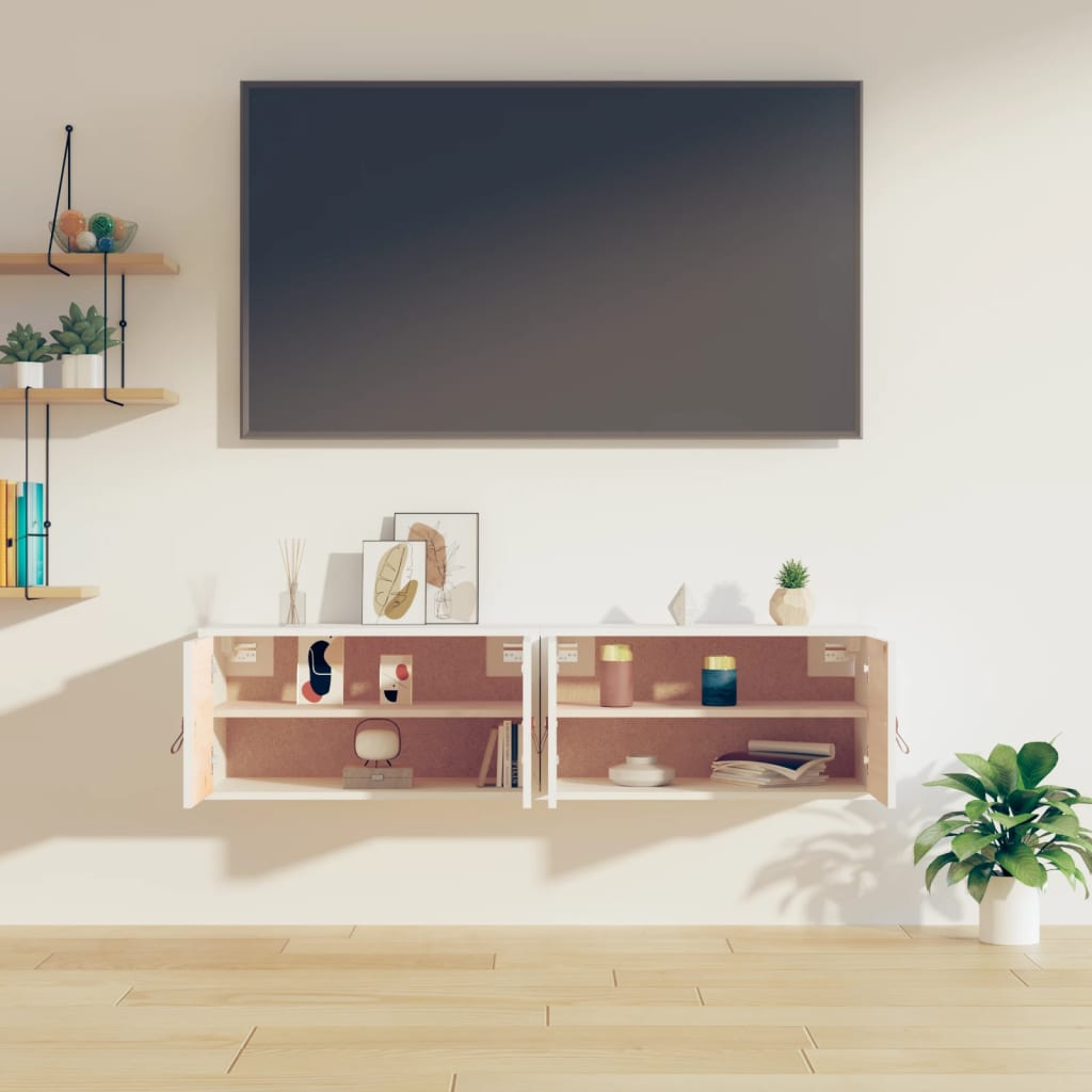 vægskabe 2 stk. 60x30x30 cm massivt fyrretræ hvid