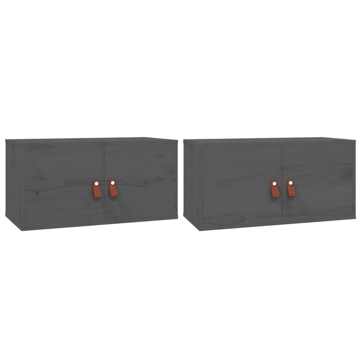 vægskabe 2 stk. 60x30x30 cm massivt fyrretræ grå