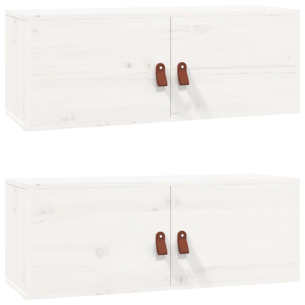 vægskabe 2 stk. 80x30x30 cm massivt fyrretræ hvid