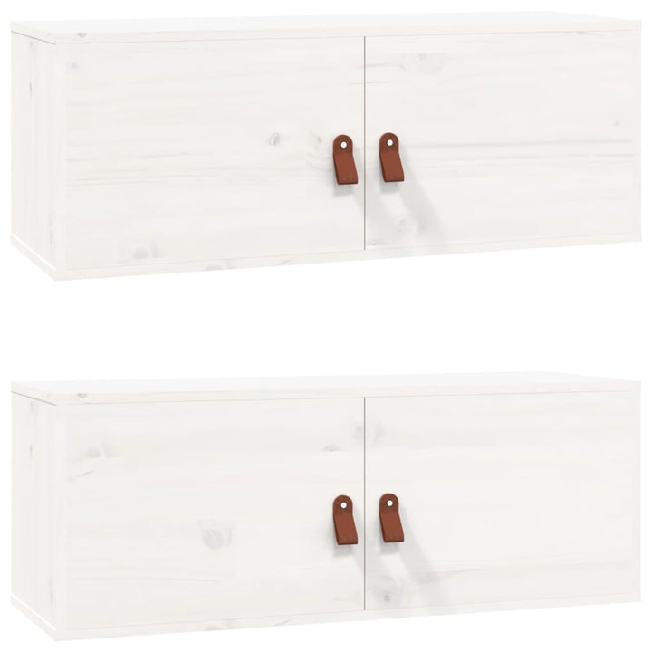 vægskabe 2 stk. 80x30x30 cm massivt fyrretræ hvid
