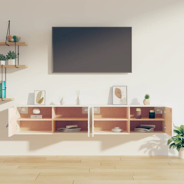 vægskabe 2 stk. 80x30x30 cm massivt fyrretræ hvid