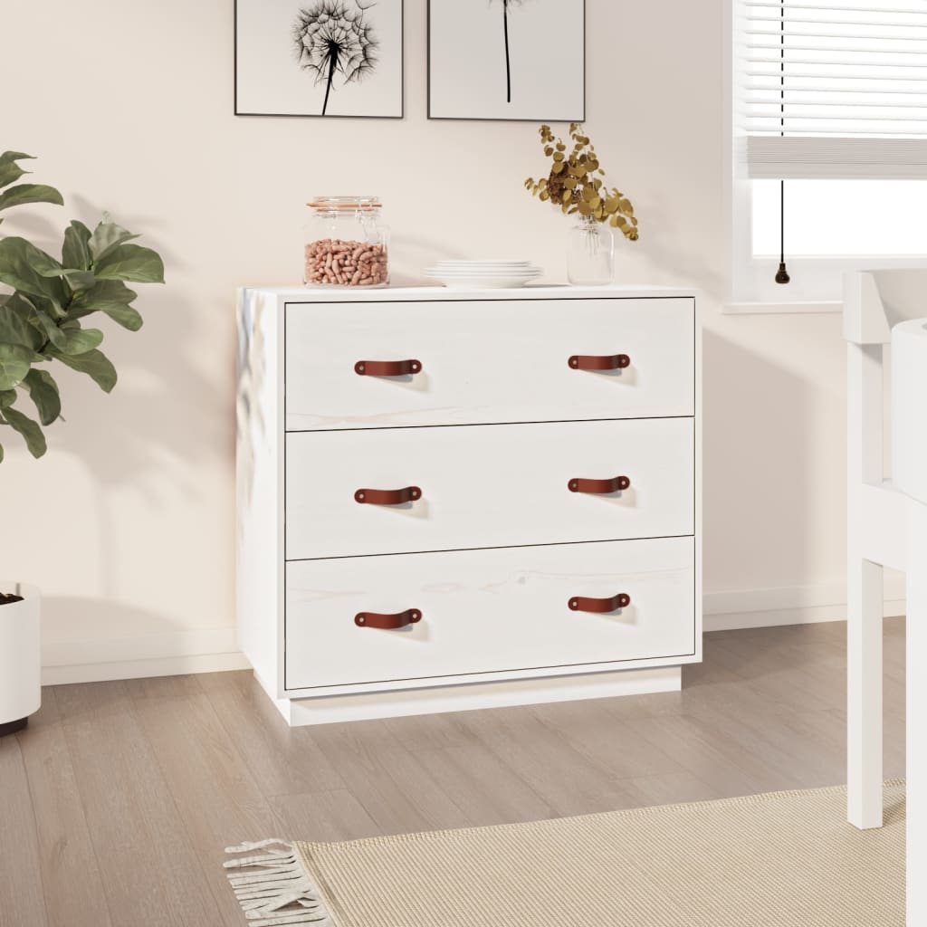 skænk 80x40x75 cm massivt fyrretræ hvid