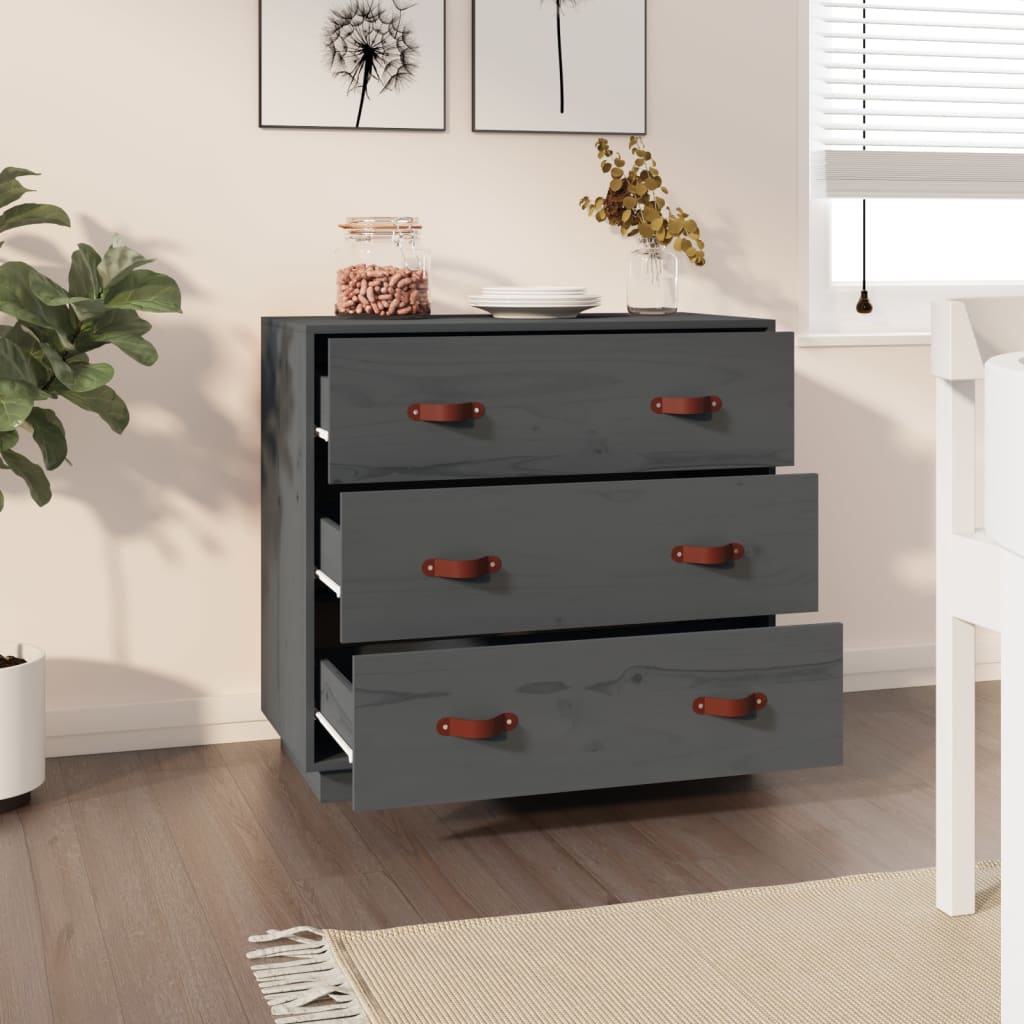 skænk 80x40x75 cm massivt fyrretræ grå