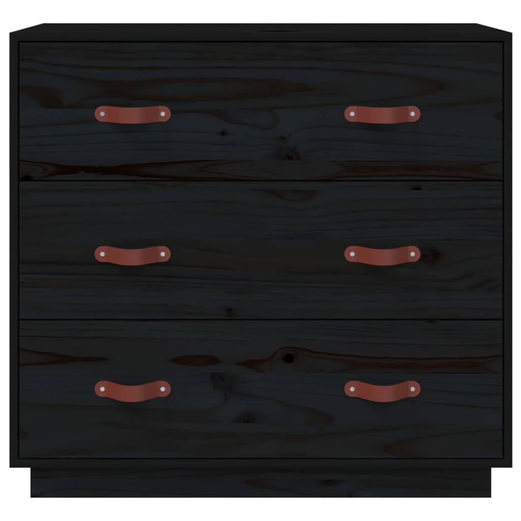 skænk 80x40x75 cm massivt fyrretræ sort