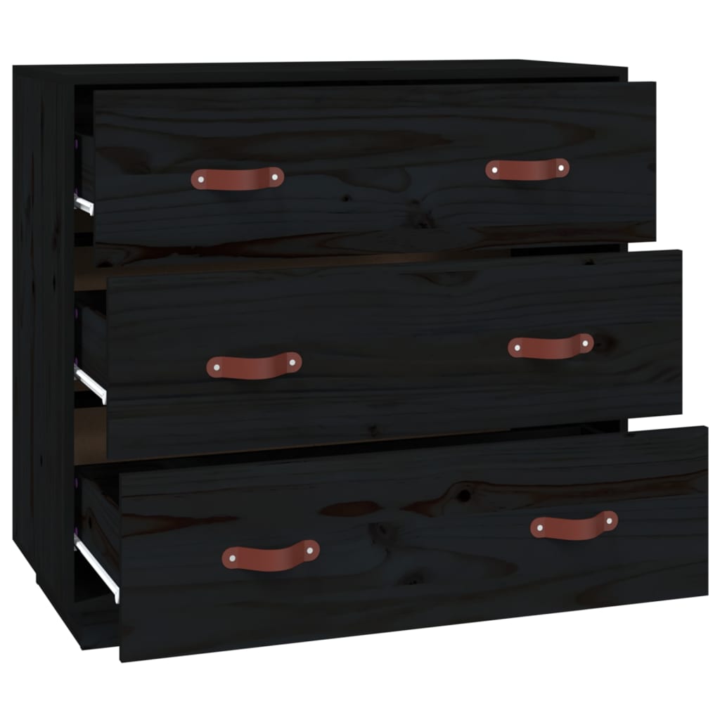 skænk 80x40x75 cm massivt fyrretræ sort