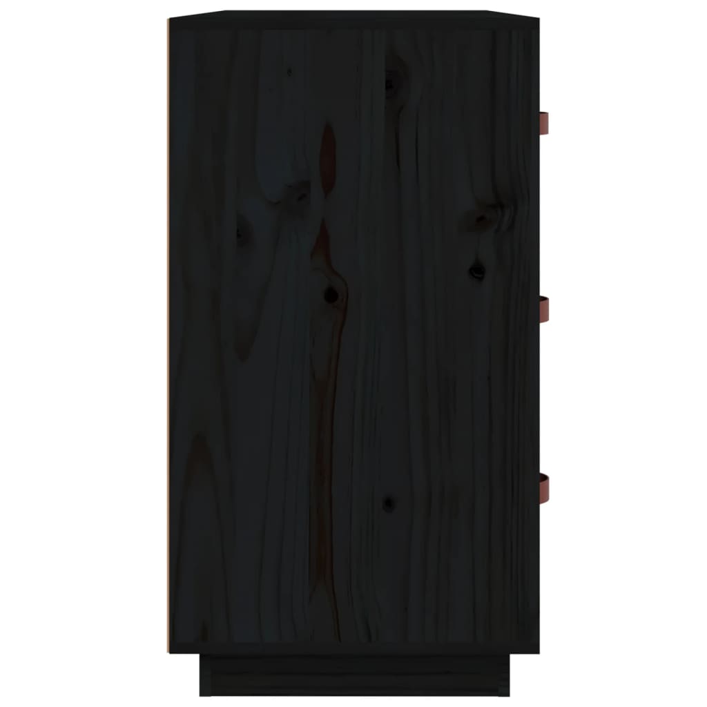 skænk 80x40x75 cm massivt fyrretræ sort
