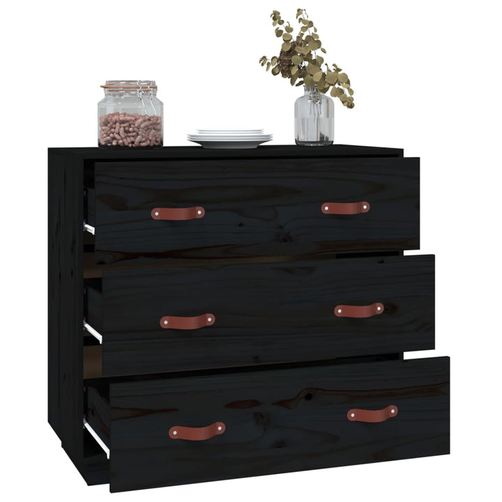 skænk 80x40x75 cm massivt fyrretræ sort
