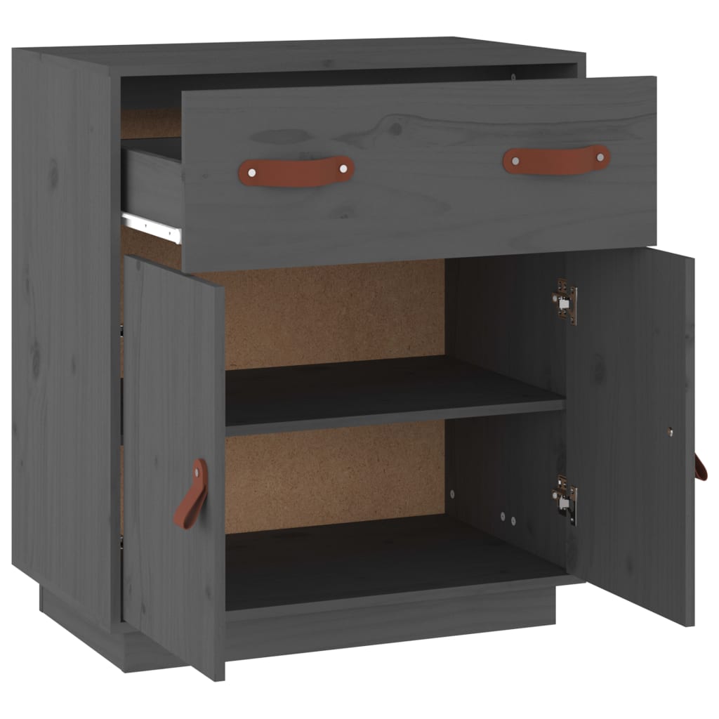 skænk 65,5x40x75 cm massivt fyrretræ grå
