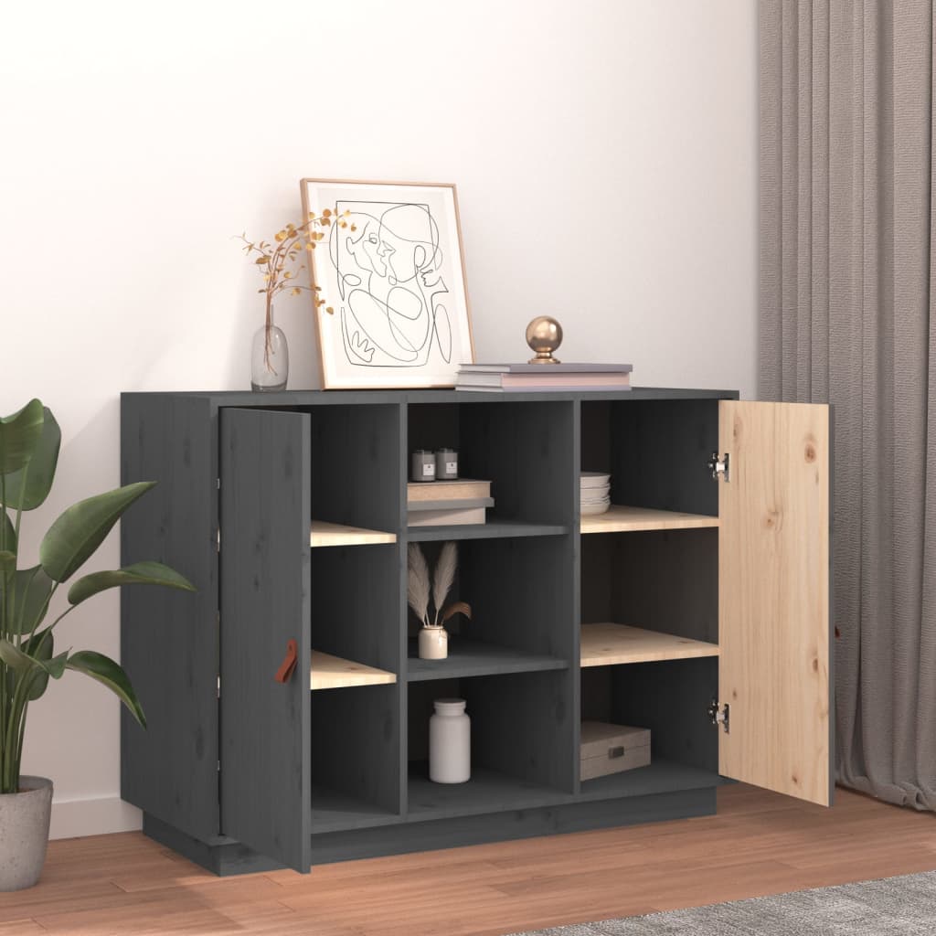 skænk 100x40x75 cm massivt fyrretræ Grå