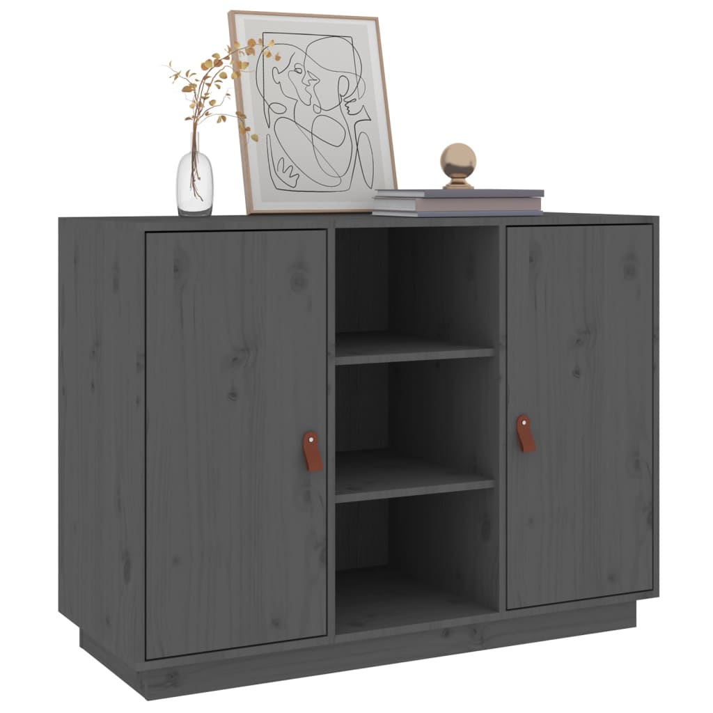 skænk 100x40x75 cm massivt fyrretræ Grå