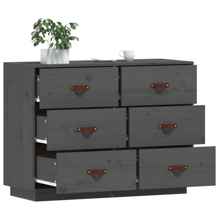 skænk 100x40x75 cm massivt fyrretræ Grå