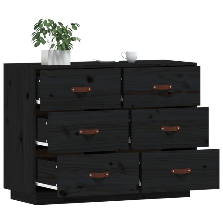 skænk 100x40x75 cm massivt fyrretræ sort