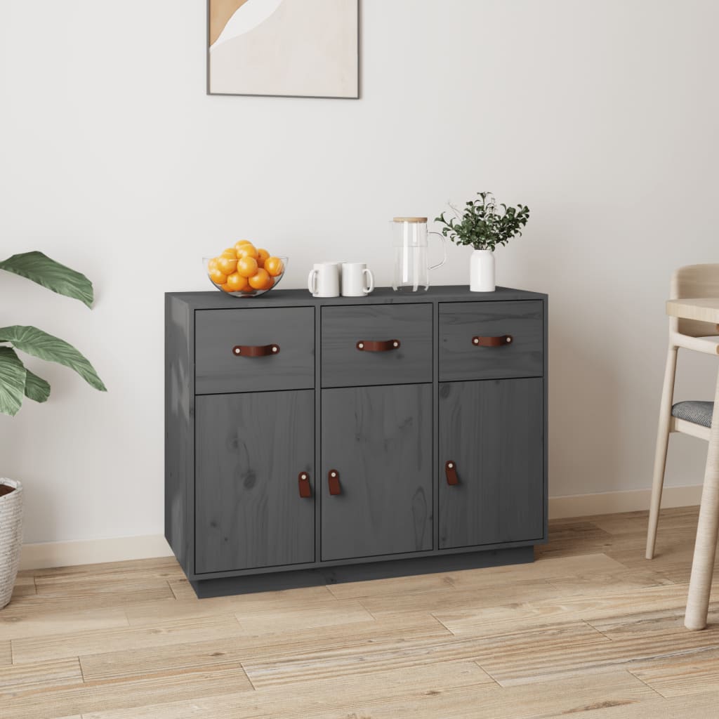 skænk 100x40x75 cm massivt fyrretræ Grå