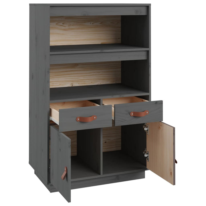 højskab 67x40x108,5 cm massivt fyrretræ grå