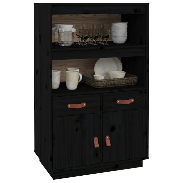 højskab 67x40x108,5 cm massivt fyrretræ sort