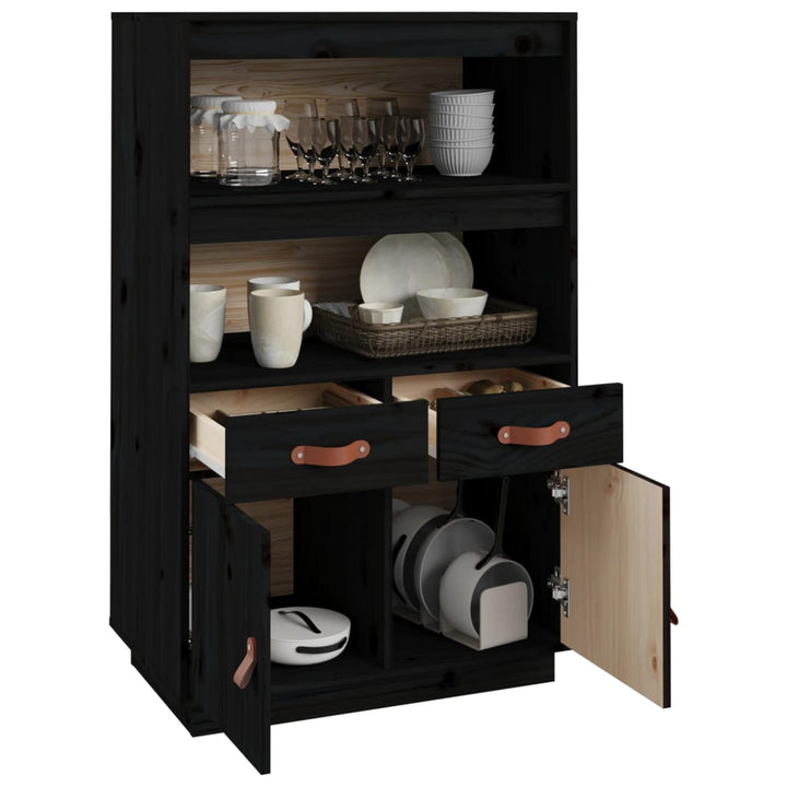 højskab 67x40x108,5 cm massivt fyrretræ sort
