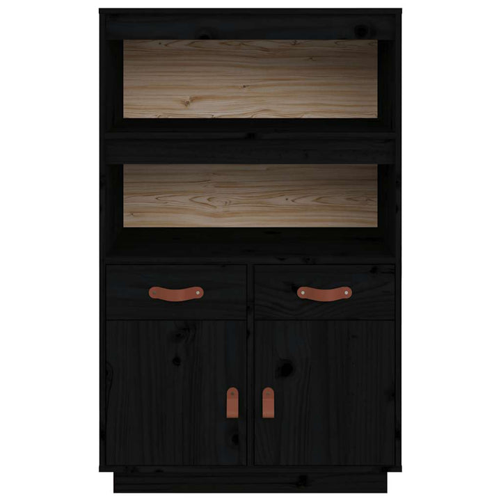 højskab 67x40x108,5 cm massivt fyrretræ sort