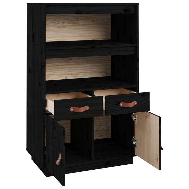 højskab 67x40x108,5 cm massivt fyrretræ sort