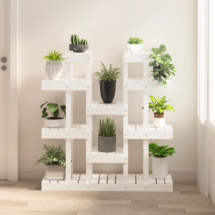 plantestativ 104,5x25x109,5 cm massivt fyrretræ hvid