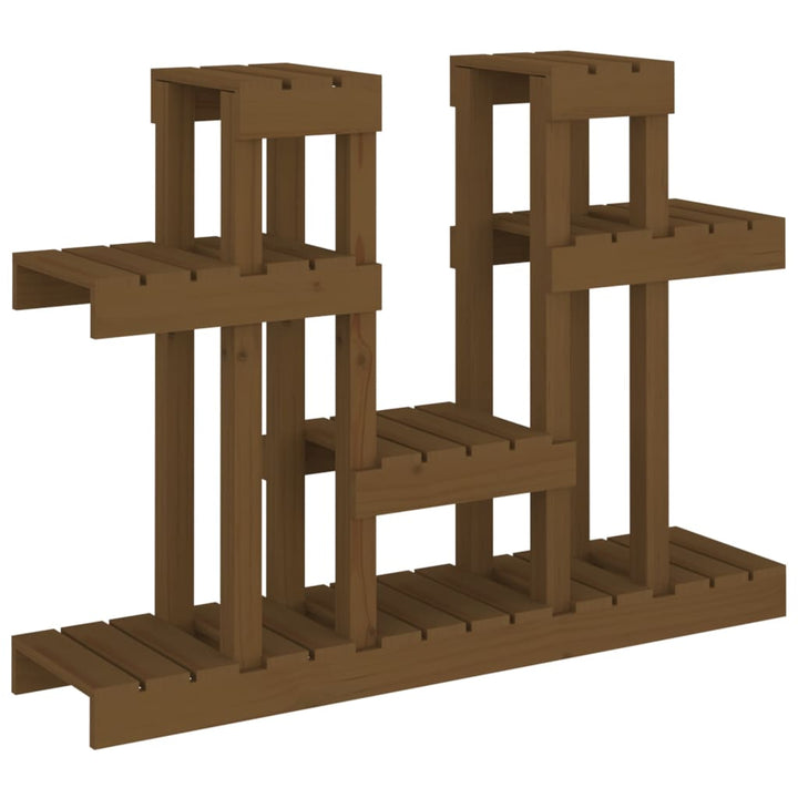 plantestativ 104,5x25x77,5 cm massivt fyrretræ gyldenbrun