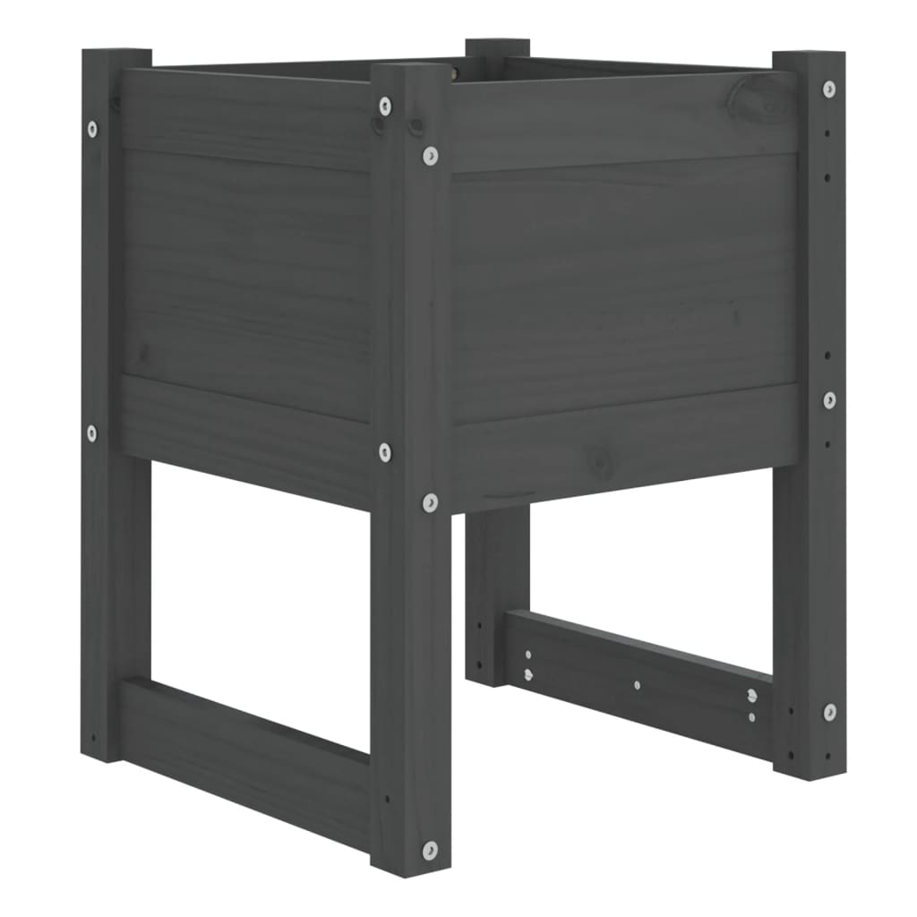 plantekasse 40x40x52,5 cm massivt fyrretræ grå