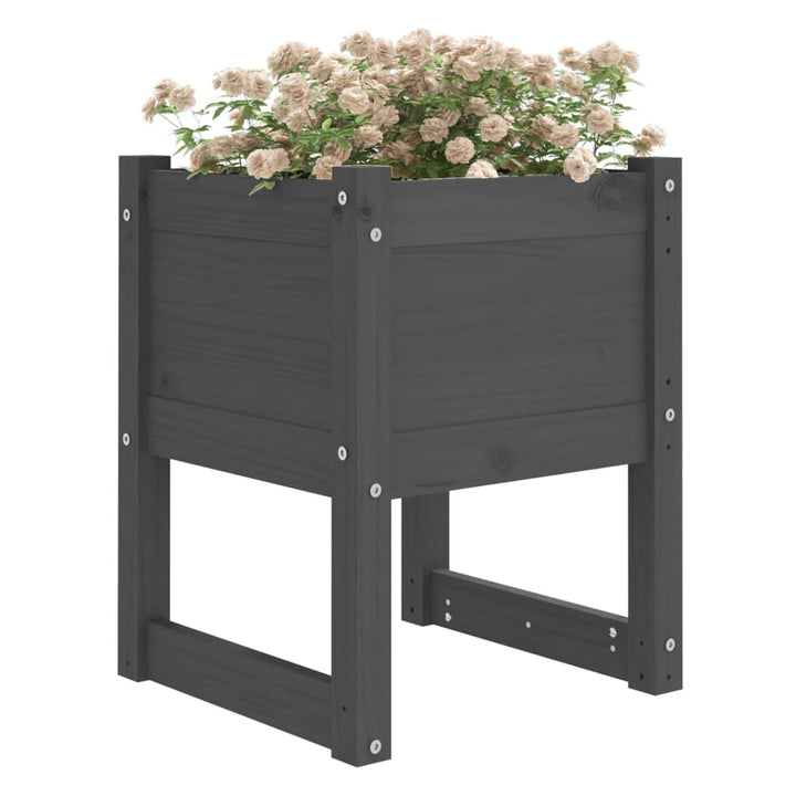 plantekasse 40x40x52,5 cm massivt fyrretræ grå
