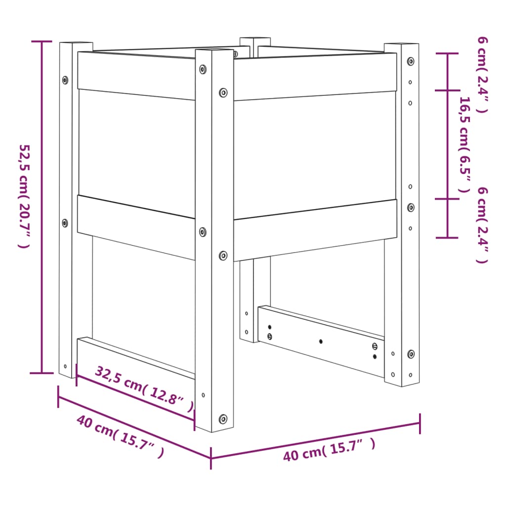 plantekasse 40x40x52,5 cm massivt fyrretræ grå