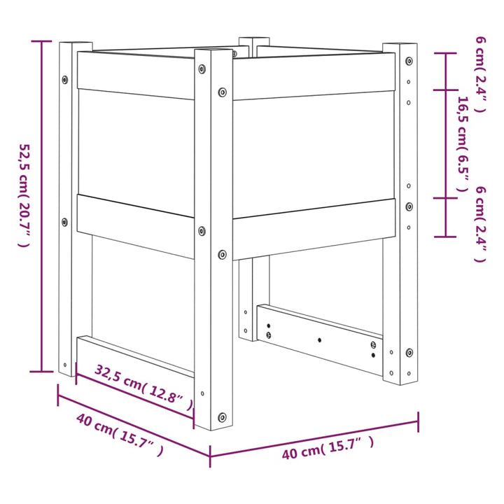 plantekasse 40x40x52,5 cm massivt fyrretræ grå