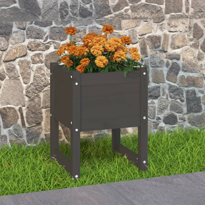 plantekasse 40x40x52,5 cm massivt fyrretræ grå