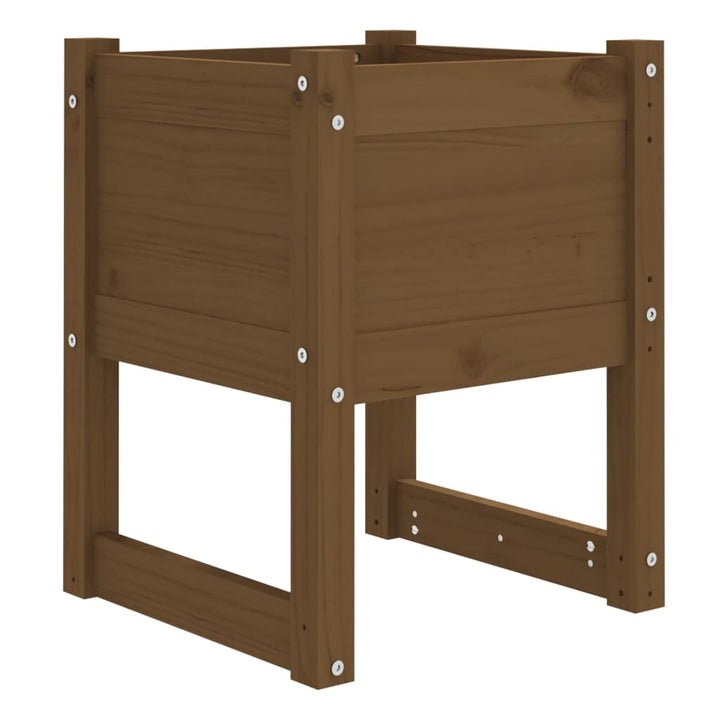 plantekasser 2 stk. 40x40x52,5 cm massivt fyrretræ gyldenbrun