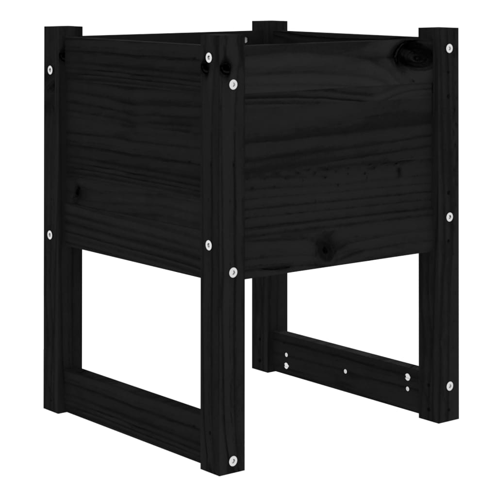 plantekasse 40x40x52,5 cm massivt fyrretræ sort