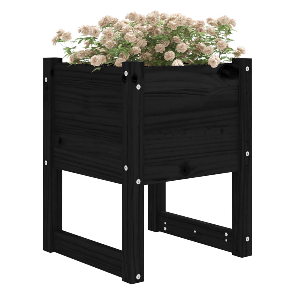 plantekasse 40x40x52,5 cm massivt fyrretræ sort