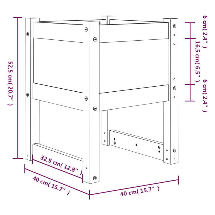 plantekasse 40x40x52,5 cm massivt fyrretræ sort
