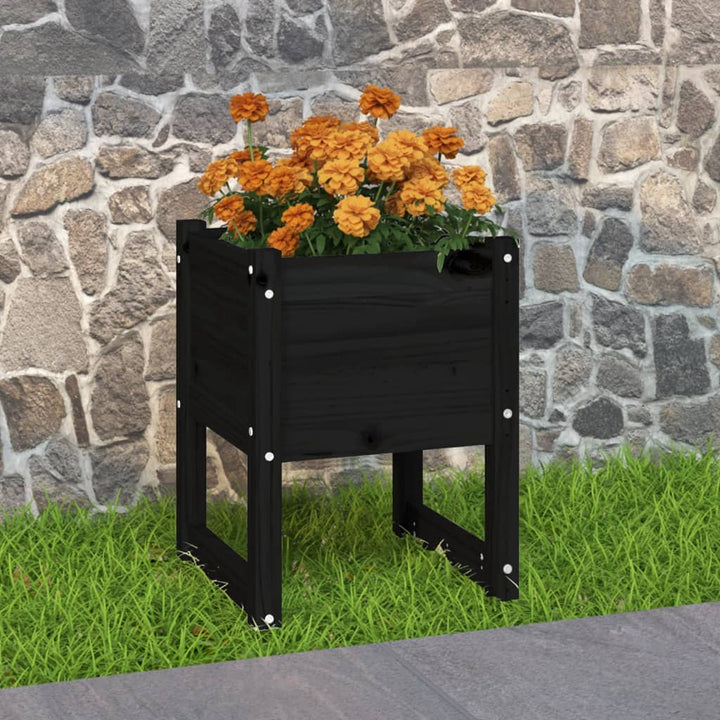 plantekasse 40x40x52,5 cm massivt fyrretræ sort